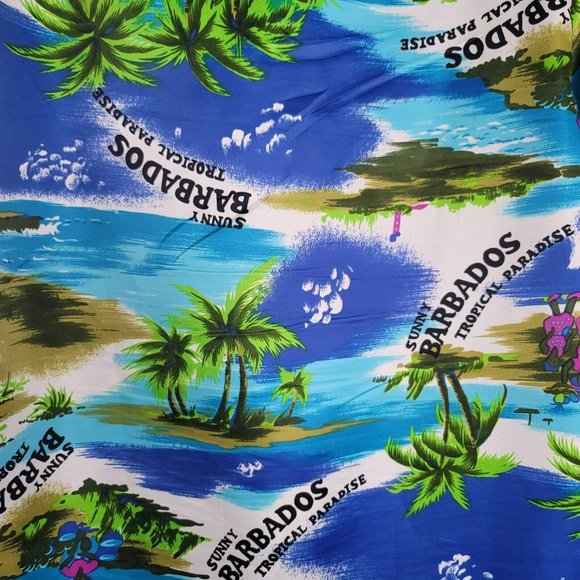 Vintage Men's Barbados Hawaiian Aloha Camp Cabana Shirt Blue Size L - Picture 6 of 6
